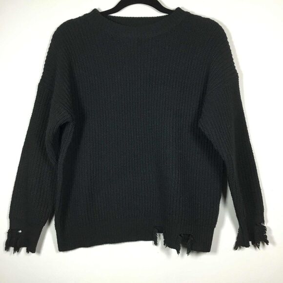 Pink Diamond Black Oversized Distressed Sleeve Grunge Goth Sweater S Autumn - Picture 1 of 7